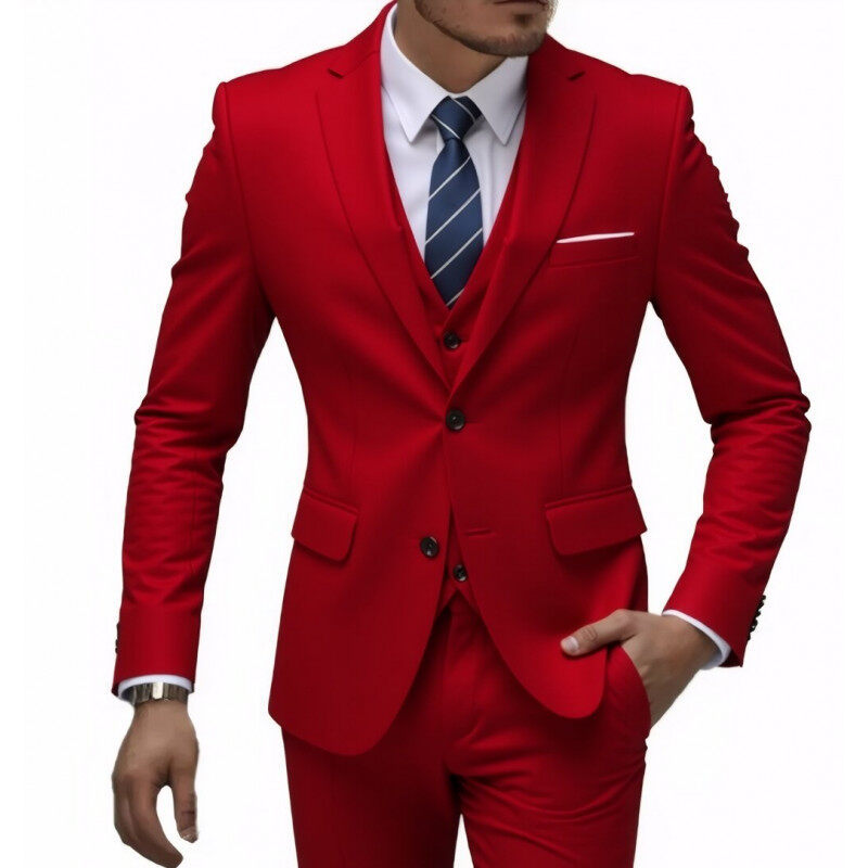 Herren nan dreiteiliges Slim-Fit Anzugset mit Weste, schmalem Revers und taillierter Silhouette