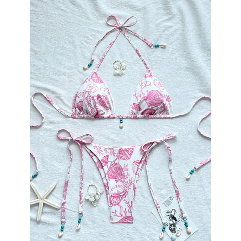 Damen Strand-Bikini-Set mit verstellbaren Trägern und maritimen Accessoires