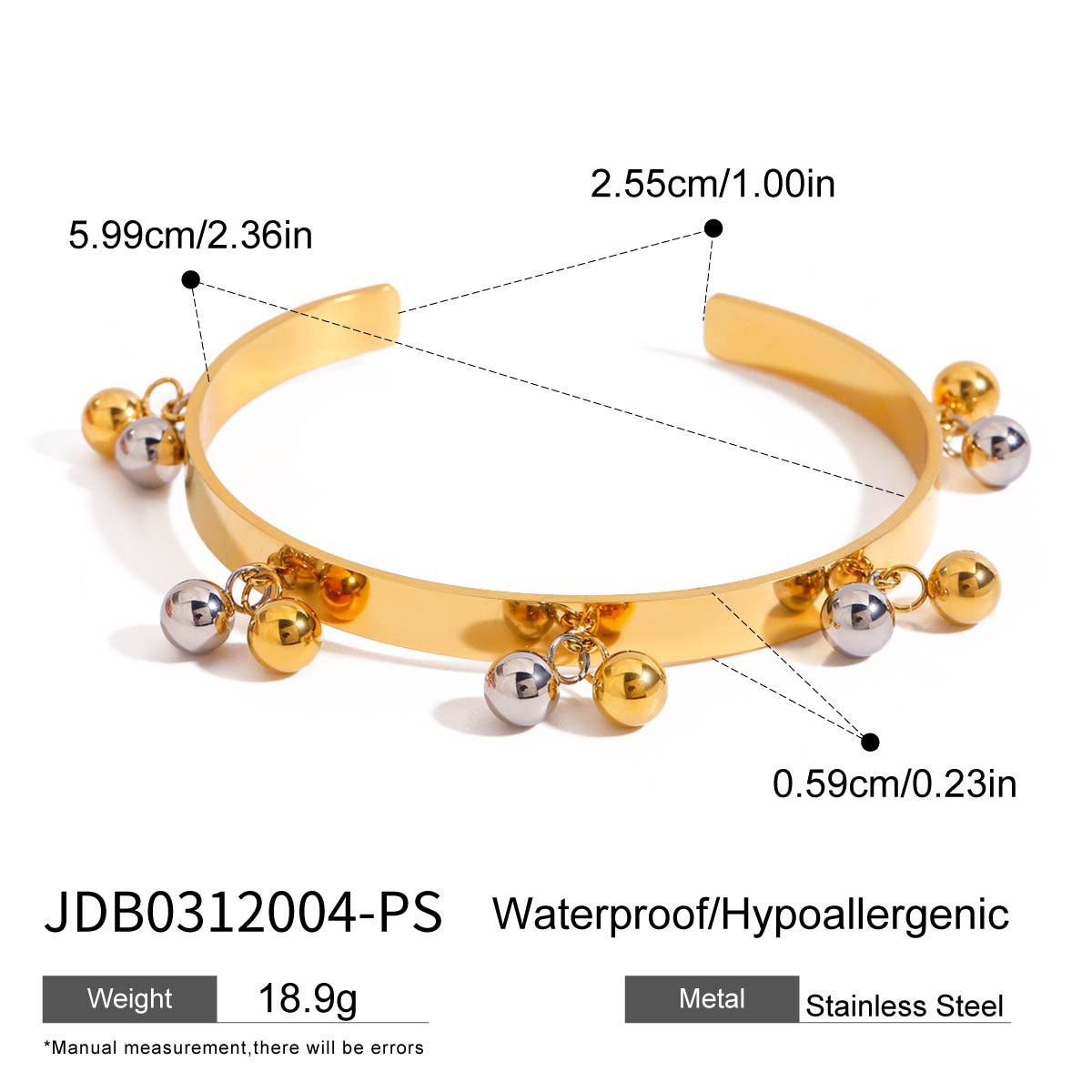 Damen Armreif mit eleganten Kugelanhängern aus hypoallergenem Edelstahl Shop Nory