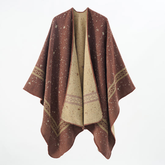 Damen Oversize-Umhangcape aus Wollmix mit zweifarbiger Wendestruktur Shop Nory