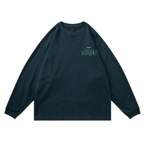 Unisex Oversize-Langarmshirt aus Baumwollmix mit geripptem Rundhals und dezenter Brustapplikation Shop Nory