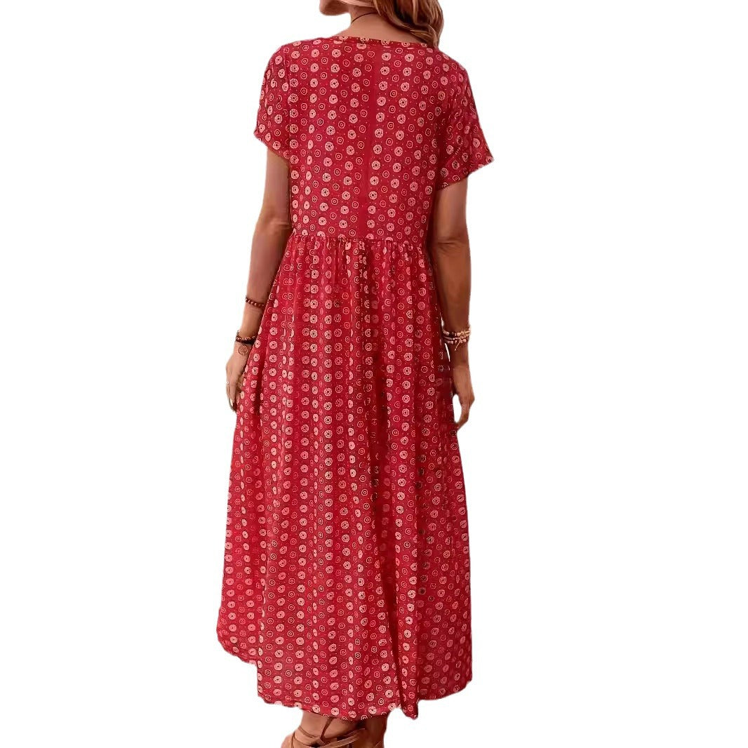 Damen Maxikleid mit floralen Mustern und lässiger Taillierung
