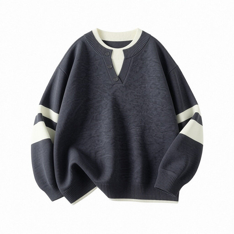 Damen Sportlicher Oversize-Pullover mit Knopfleiste Shop Nory