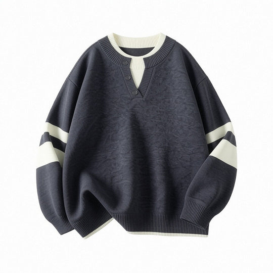 Damen Sportlicher Oversize-Pullover mit Knopfleiste Shop Nory