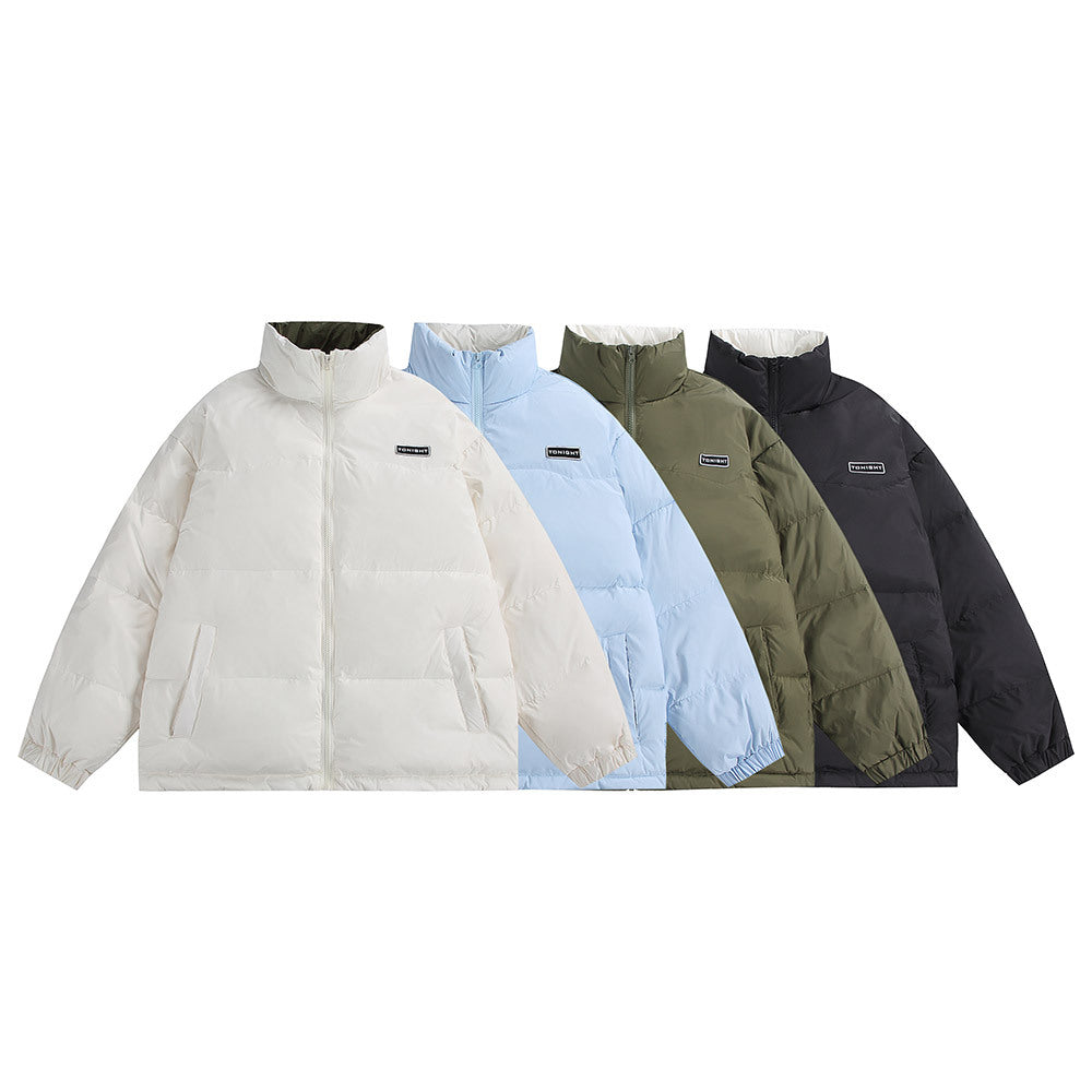 Unisex Boxy wattierte Oversize-Pufferjacke mit hohem Stehkragen und minimalem Branding Shop Nory
