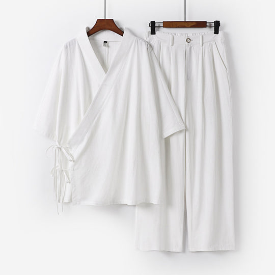 Unisex Kimono-Freizeit-Set mit Wickeloberteil und elastischer Bundhose Shop Nory