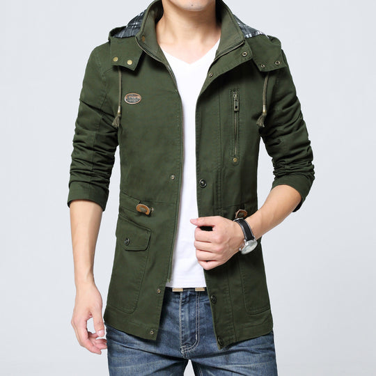 Herren Urbaner Baumwoll-Parka mit Tunnelzug, Brustreißverschluss und geripptem Innenkragen Shop Nory