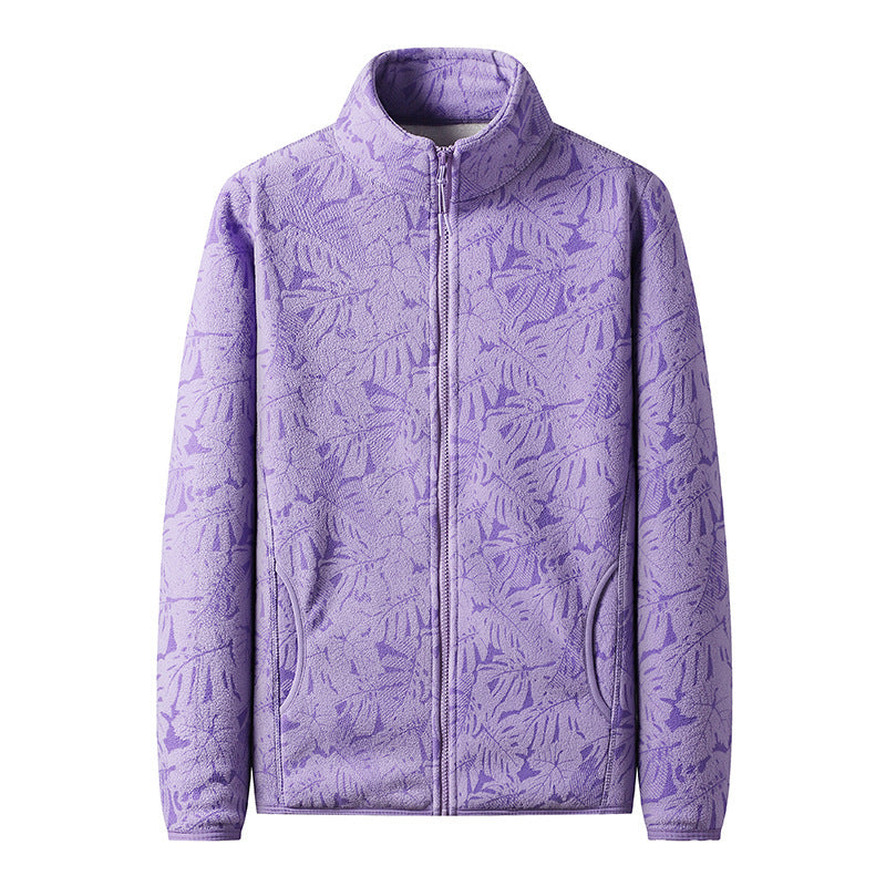Damen Fleecejacke mit durchgehendem Reißverschluss und floraler Jacquard-Struktur Shop Nory