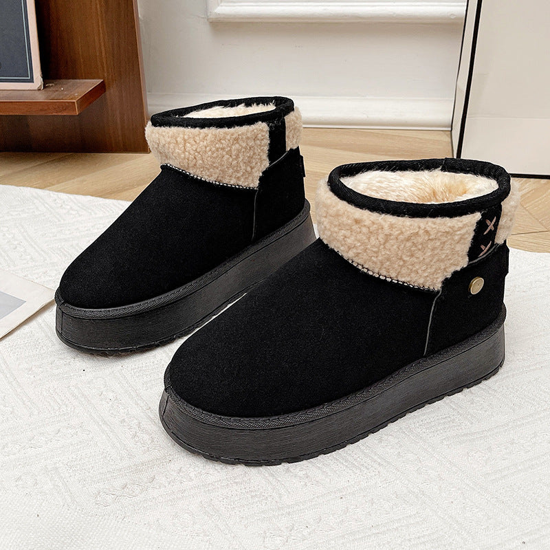 Damen Gefütterte Kurzstiefel mit Teddyfutter, Faux‑Velours und Plateau‑Sohle Shop Nory