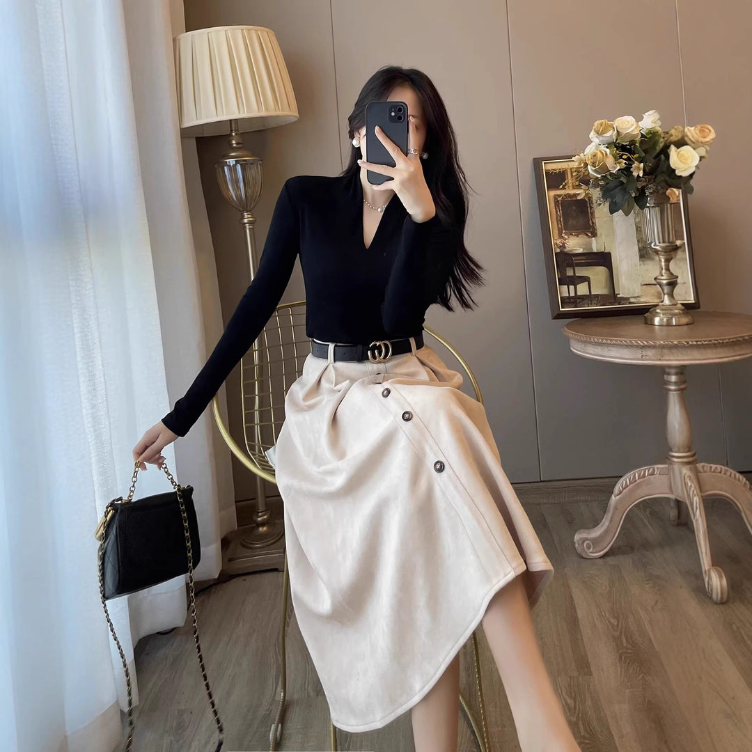 Damen Elegantes Midikleid mit Knopfleiste Shop Nory