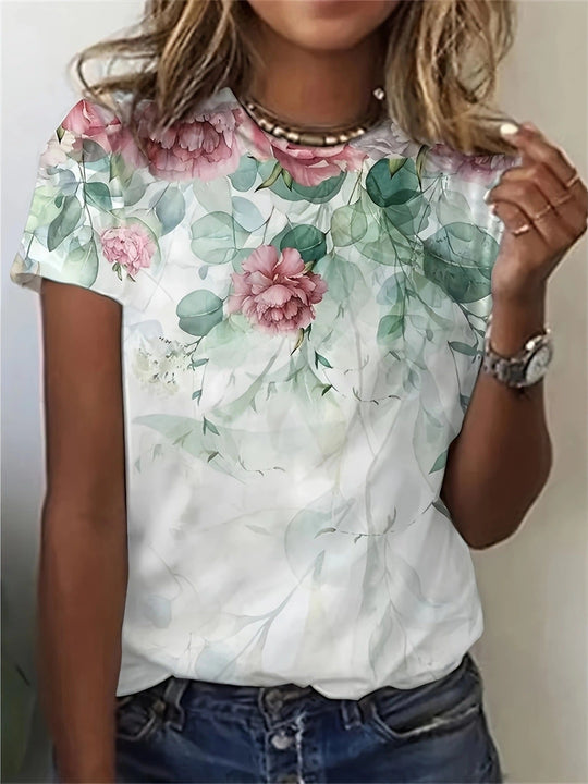 Damen T-Shirt mit floralem Design und modernem Schnitt