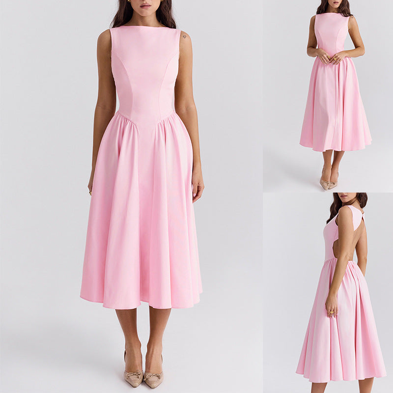 Damen A-Linie Cocktailkleid mit elegantem Taillenkürzel und femininem Schnitt