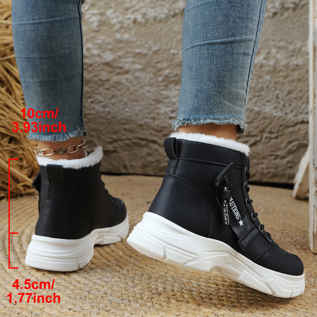 Damen Gefütterte Schnür-Stiefelette mit dicker Profilsohle und Seitenreißverschluss Shop Nory