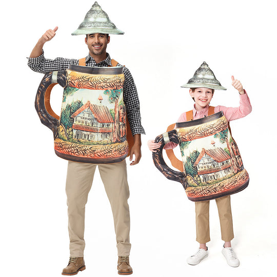 Herren nan humorvolles Bierkrug Kostüm mit abnehmbarem Deckel und verstellbaren Tragegurten Shop Nory