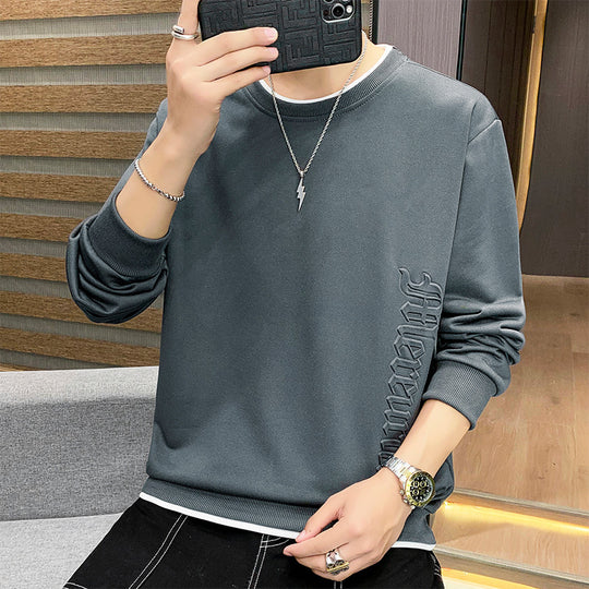 Herren Casual‑Sweatshirt mit seitlicher 3D‑Prägung, Rundhalsausschnitt und Rippbündchen Shop Nory