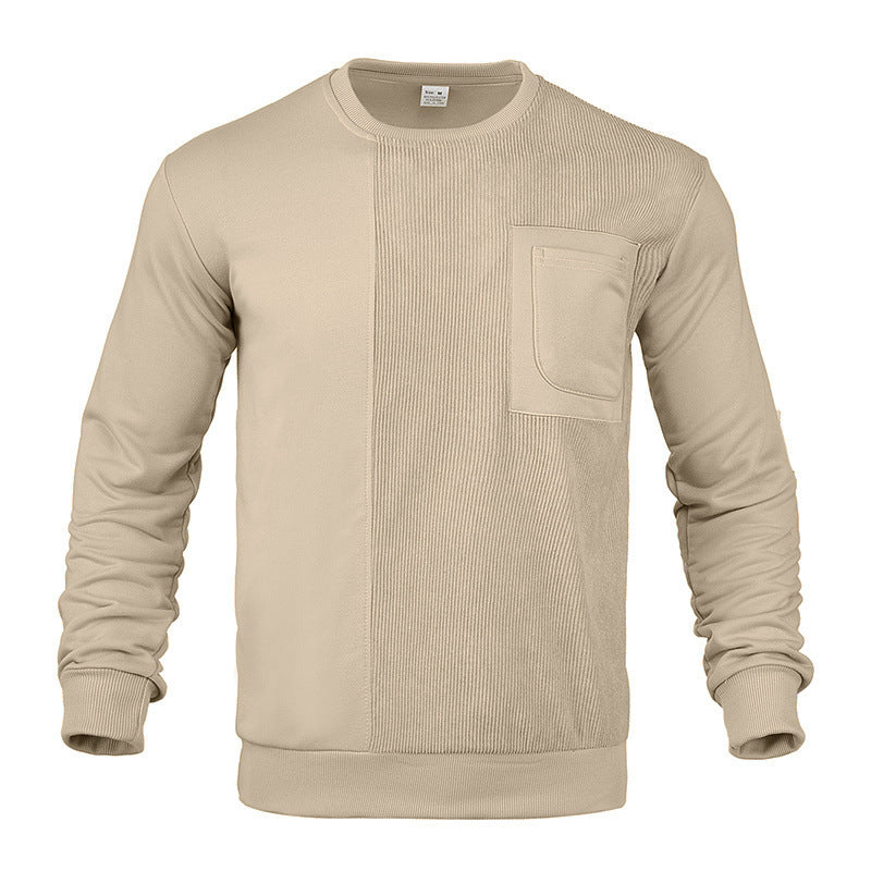 Herren Struktur-Sweatshirt mit Rippen-Panel und Brusttasche Shop Nory