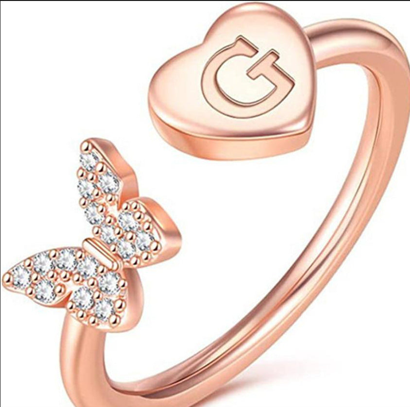 Damen Ring mit Schmetterlingsdesign und Herzmotiv Shop Nory