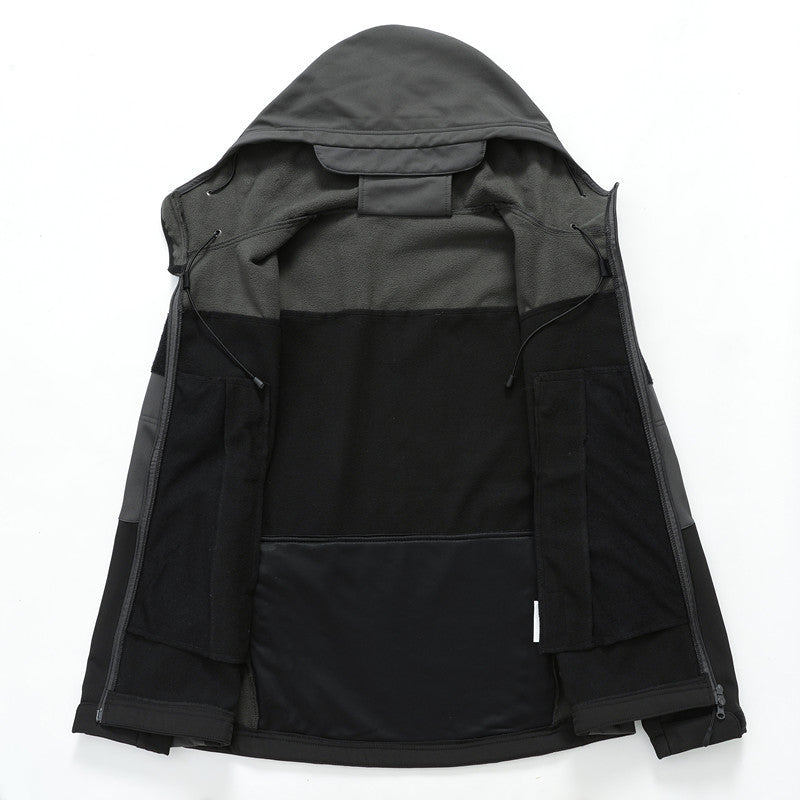 Herren Softshell-Taktikjacke mit Kapuze, verstärkten Ärmeln und Mehrfach-Reißverschlusstaschen Shop Nory