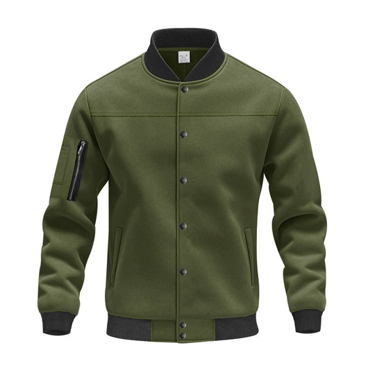 Herren Varsity-Bomberjacke mit Druckknopfverschluss, Ärmeltasche und gerippten Bündchen Shop Nory