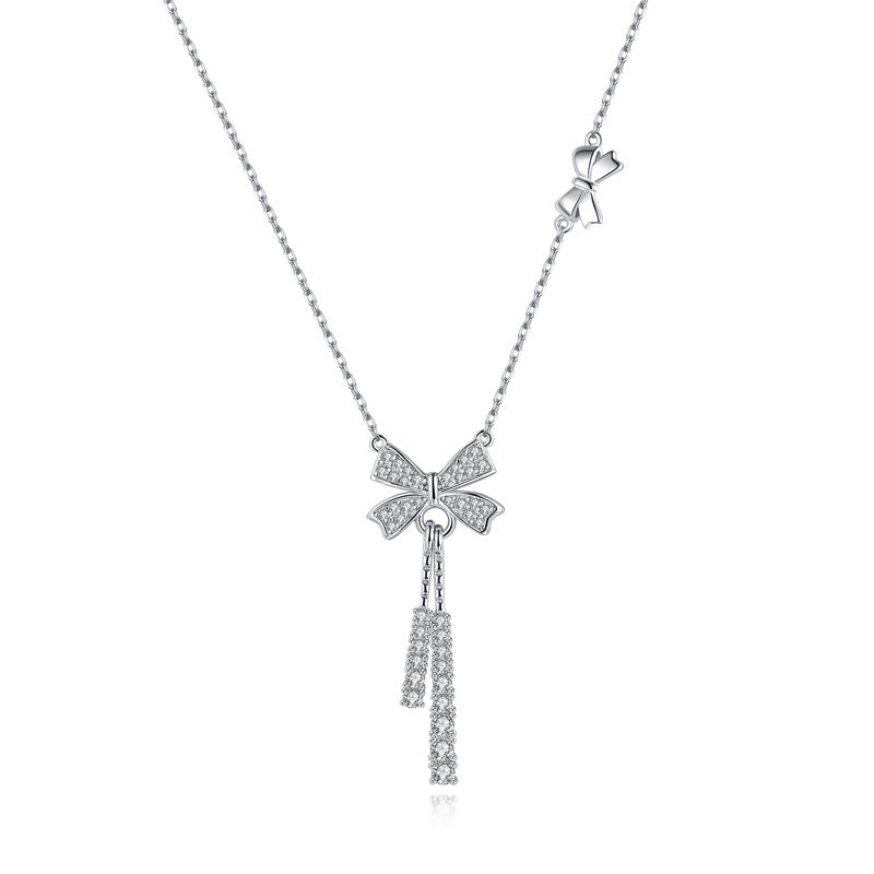 Damen Halskette mit kunstvollem Schleifenmotiv und funkelnden Zirkonia-Details Shop Nory