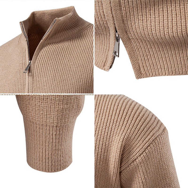 Herren Strickjacke mit hohem Kragen und innovativem Reißverschluss