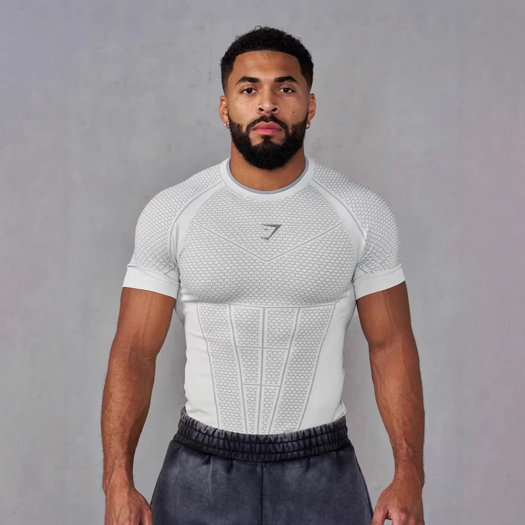 Herren nan muskelmodellierendes Funktionsshirt mit 3D-Struktur und gezielten Kompressionszonen Shopnory
