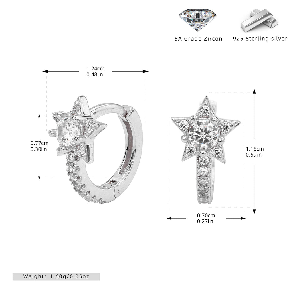 Damen Ohrhänger mit funkelndem Sternenmotiv aus 925 Sterling Silber Shop Nory