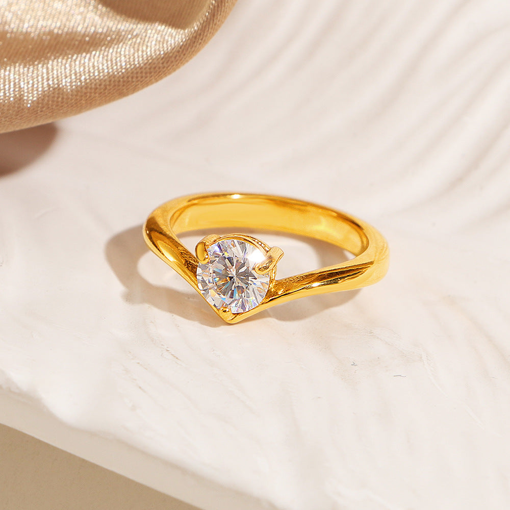 Damen Eleganter Herzförmiger Solitärring Shop Nory