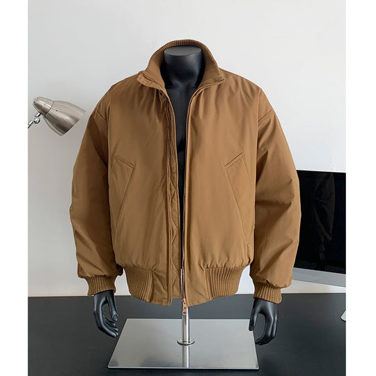 Herren Oversized Stepp-Bomber mit hoher Rippenkragenkonstruktion und verdecktem Reißverschluss Shop Nory