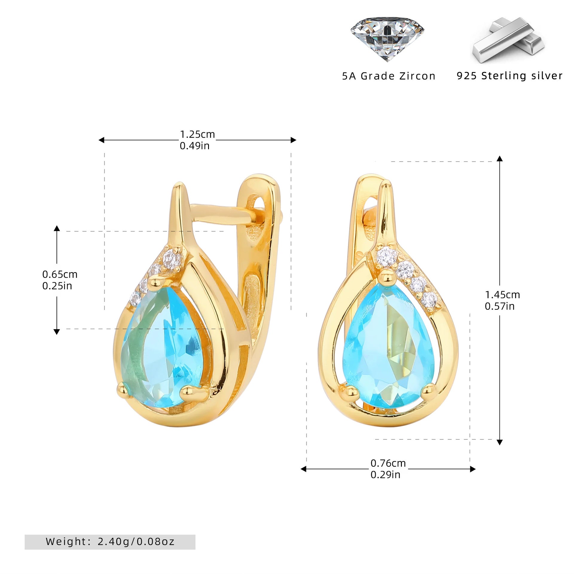 Damen Ohrhänger mit Tropfen-Design aus 925 Sterling Silber und funkelndem Zirkon Shop Nory