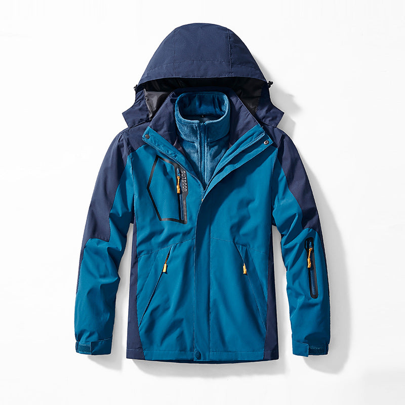 Herren Drei-in-eins Outdoor-Softshelljacke mit abnehmbarer Fleece-Innenjacke und Kapuze Shop Nory