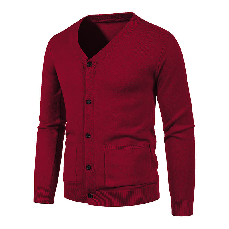 Herren Strickjacke mit V-Ausschnitt und praktischen Taschen