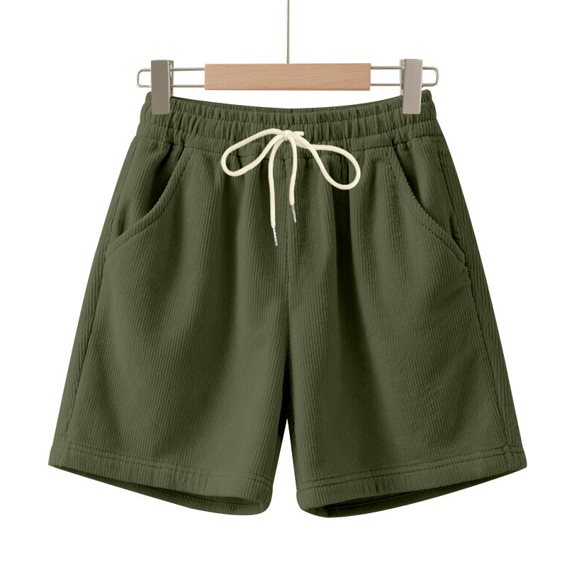 Herren nan gerippte Jersey-Shorts mit elastischem Bund, dekorativem Kordelzug und seitlichen Eingrifftaschen