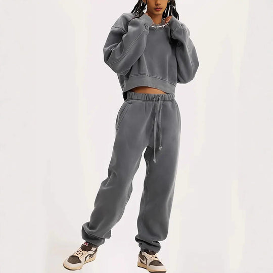 Damen Boxy-Sweatshirt mit überschnittener Schulter, verlängertem Rückenteil und brushed Fleece Shop Nory