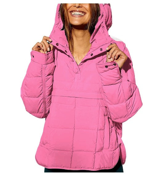Damen Gefütterter Stepp-Anorak-Pullover mit Kapuze Shop Nory