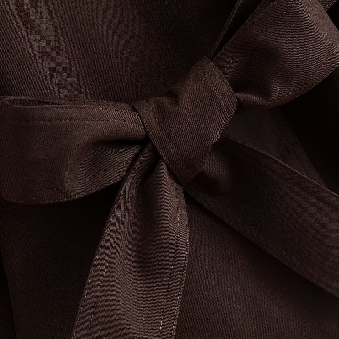 Damen Kurze Cape-Trenchjacke mit Stehkragen, Schulterriegeln und Bindegürtel Shop Nory