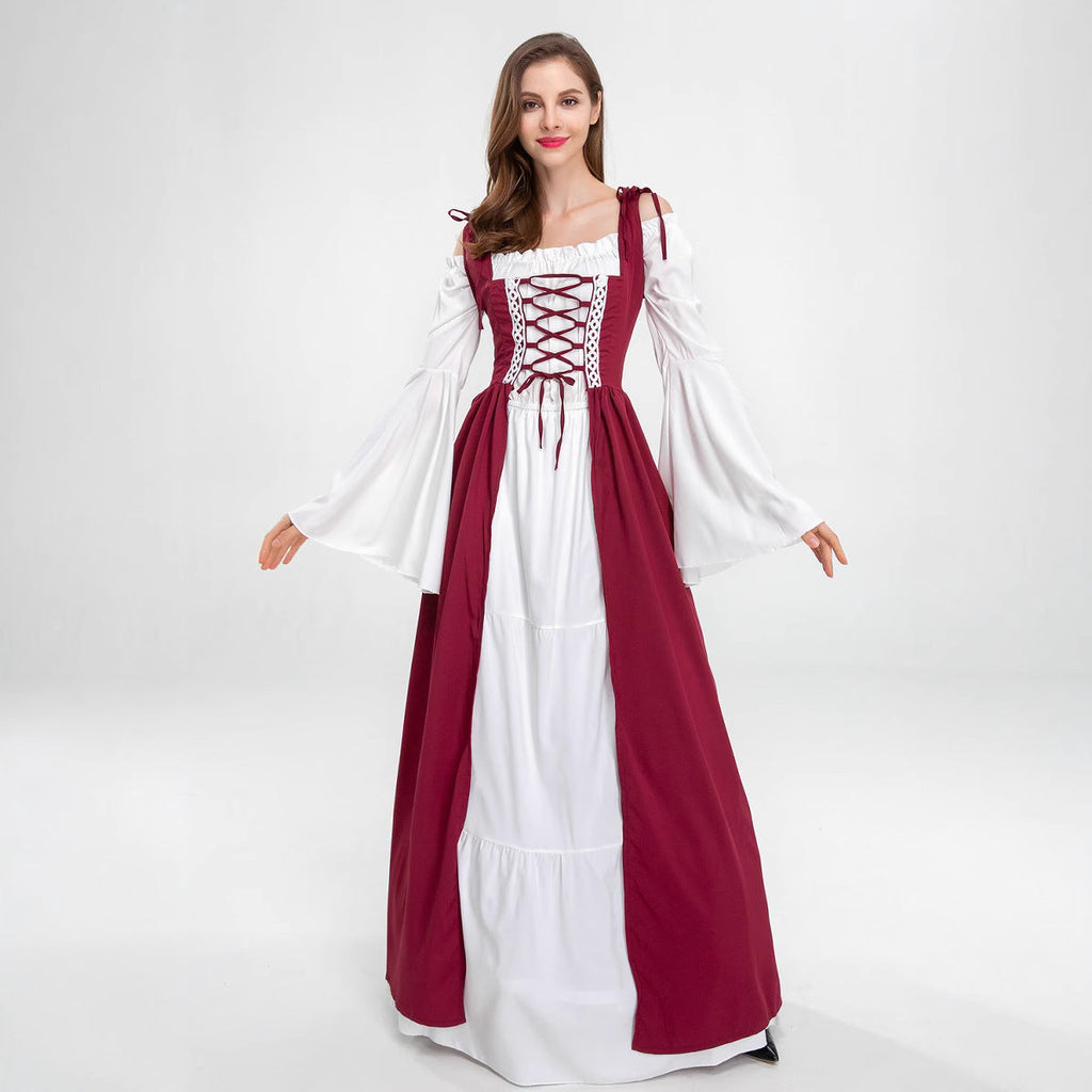 Damen historisches Märchenkleid mit elegantem Oberteil und ausgestellten Ärmeln
