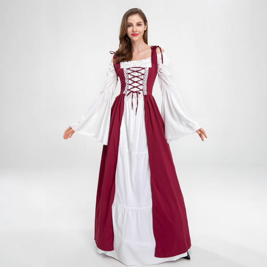 Damen historisches Märchenkleid mit elegantem Oberteil und ausgestellten Ärmeln