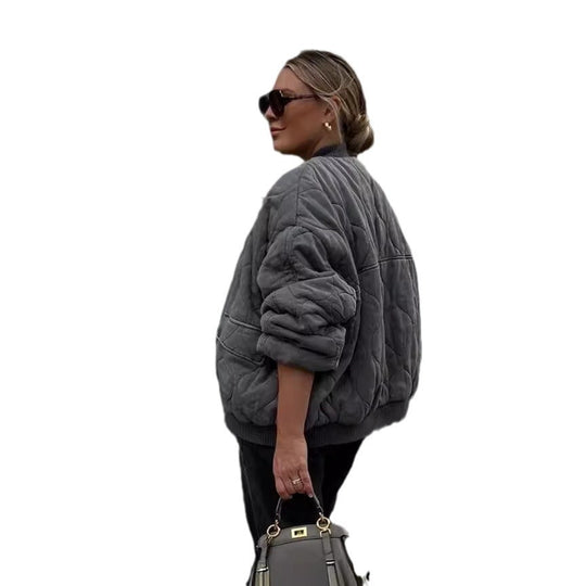 Damen gesteppte Oversized-Bomberjacke mit weichem Futter und luxuriösem Schnitt