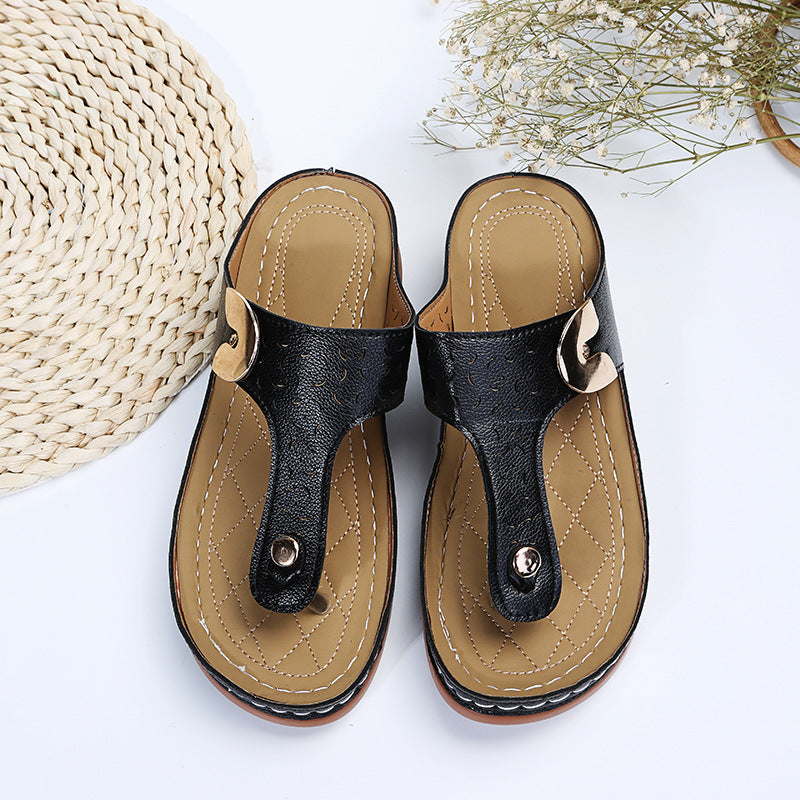 Damen Bequeme Zehentrenner-Sandalen mit verstellbarem Riemen und gepolsterter Sohle