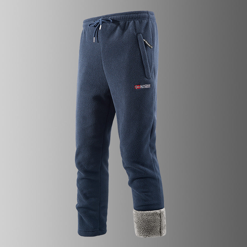 Herren Thermo-Fleece-Jogginghose mit Sherpa‑Bündchen, Kordelzug & Reißverschlusstaschen Shop Nory