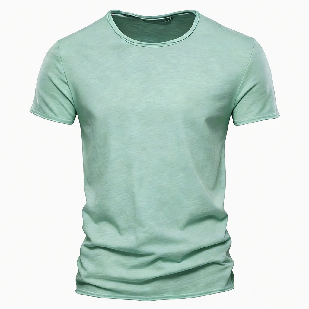Herren nan leichtes Baumwollshirt mit Rundhalsausschnitt und schlanker Passform