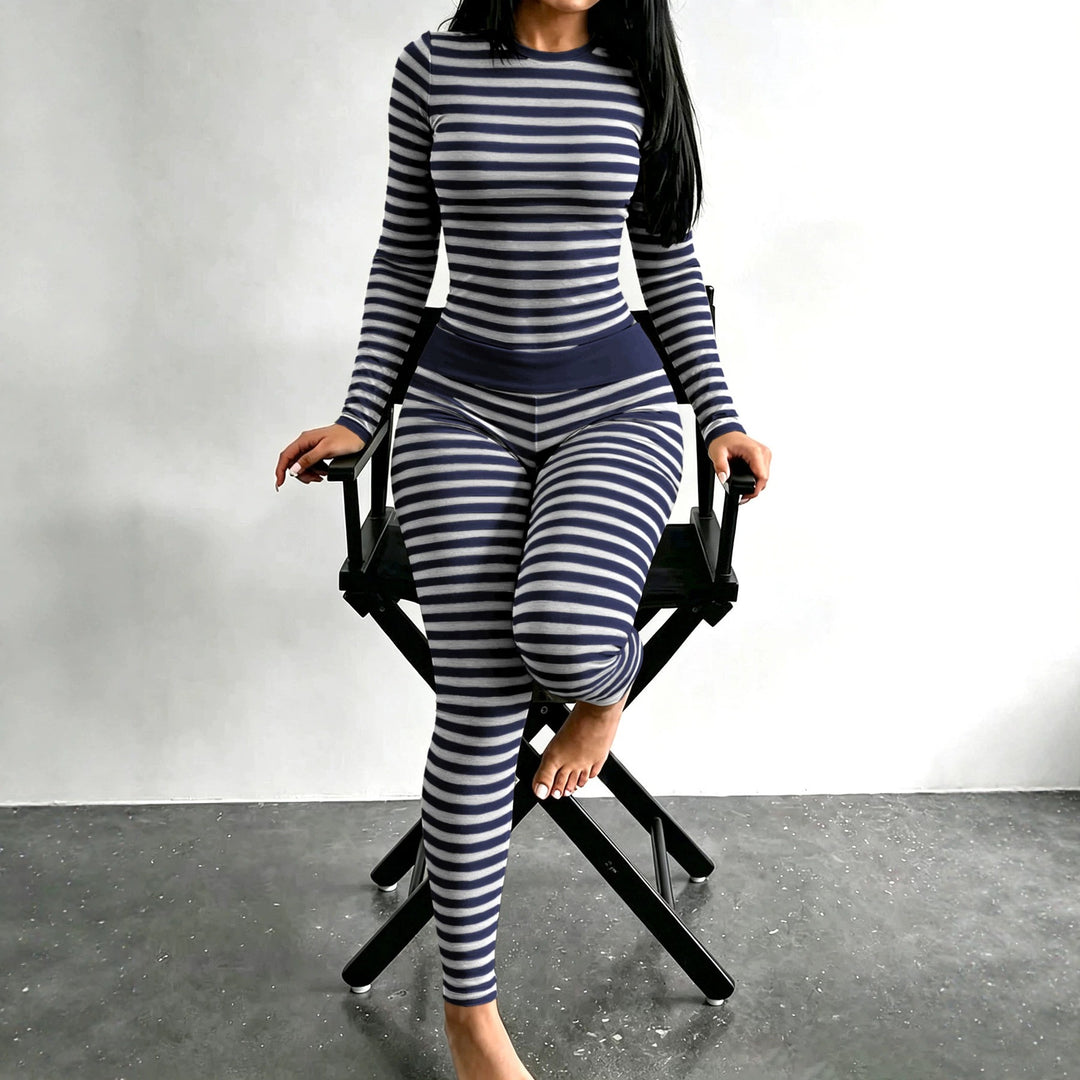 Damen Figurschmeichelndes Stretch-Lounge-Set mit Langarmtop und taillenhoher Leggings Shop Nory