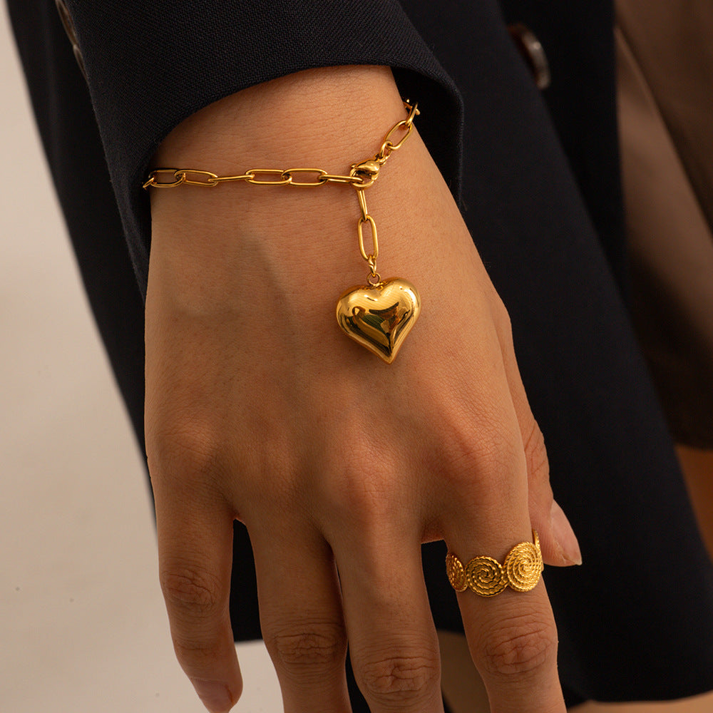 Damen Halskette mit herzförmigem Anhänger und eleganter Gliederkette Shop Nory