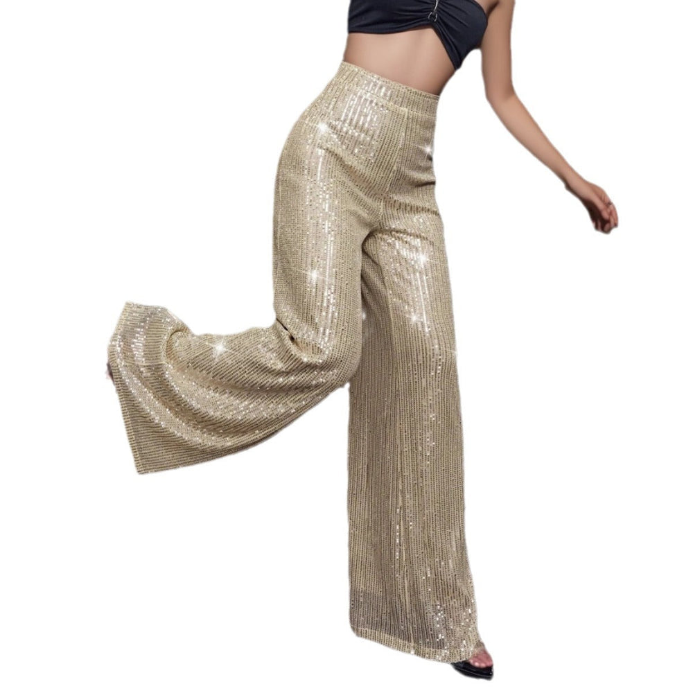 Damen Glänzende Palazzohose mit funkelndem Pailletten-Design