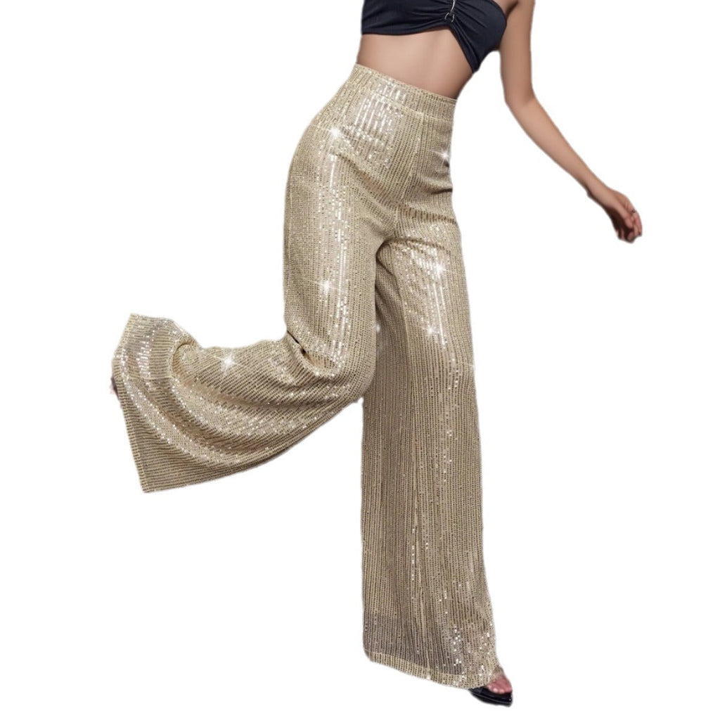 Damen Glänzende Palazzohose mit funkelndem Pailletten-Design