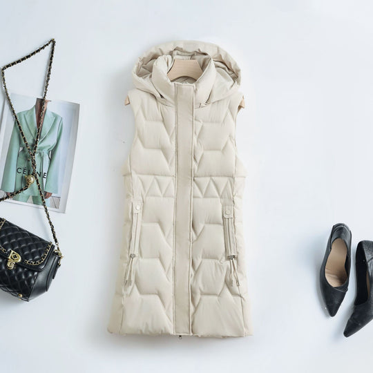Damen nan Thermo-Steppweste mit Kapuze, Kordelzug und verdecktem Reißverschluss Shop Nory