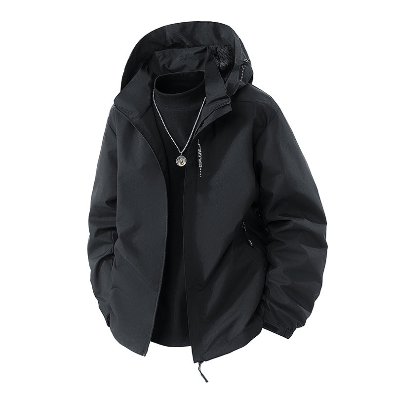 Herren Wasserabweisende Outdoor-Jacke mit Kapuze, winddichter Membran und verstellbarem Saum Shop Nory