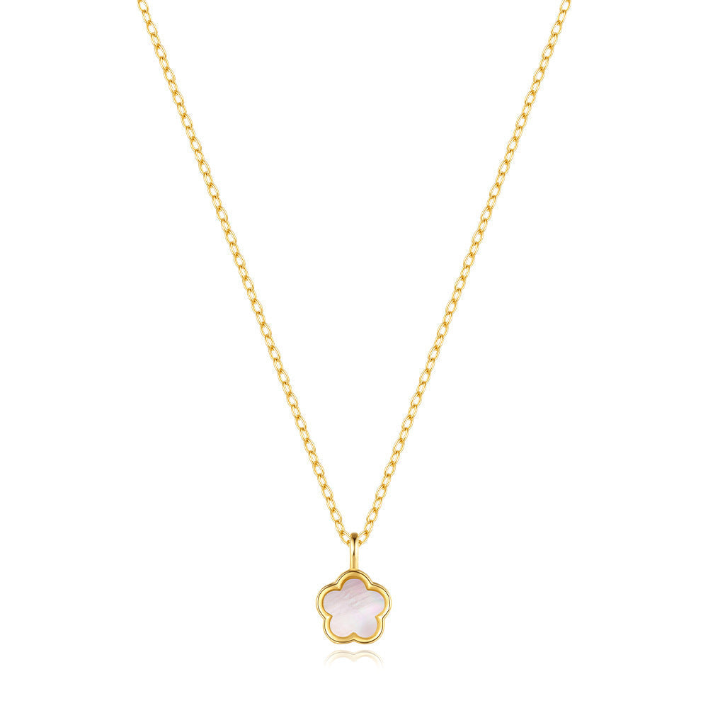 S925 Sterlingsilber Blütenweiße Muschel Verfeinerte Strass Schlüsselbeinghänger Hohlstud Ohrringe Anzug Bester Verkäufer in Schmuck | Shop Nory