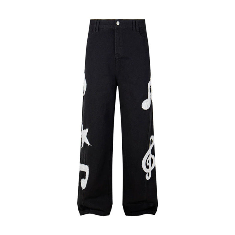 Damen Jeans mit hohem Bund, weitem Beinverlauf, Stick- und Destroy-Details Shop Nory